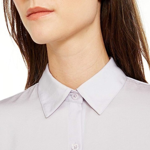 MICHAEL KORS Tie Front Satin Shirt in Lavender Mist, Size Large - Picture 9 of 11